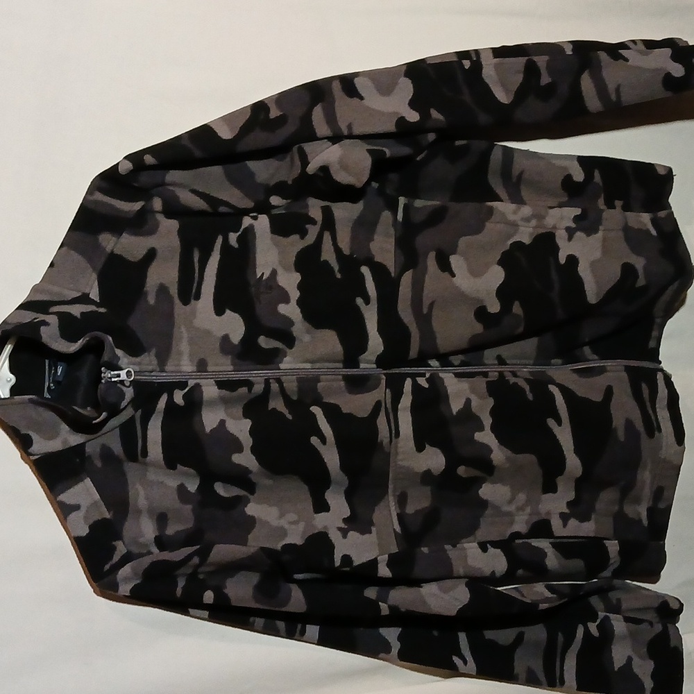 Urban Frontier Men’s Long Sleeve Full Zip Gray Camouflage Fleece Jacket M